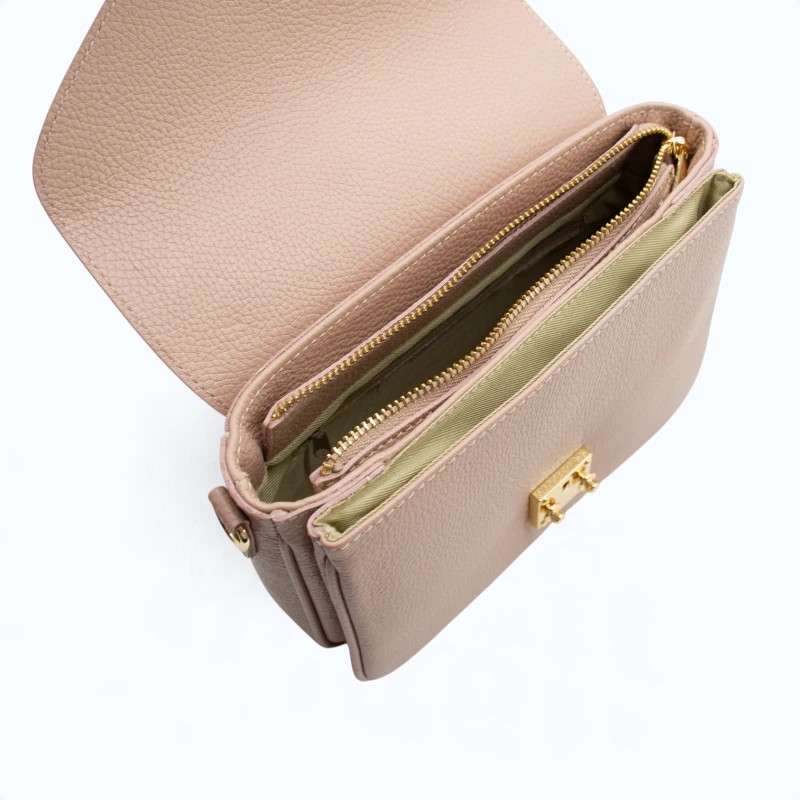 margot nude leather crossbody bag strap detailed interior