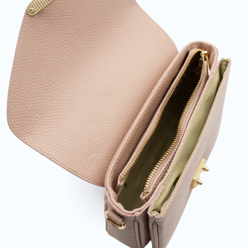 margot nude leather crossbody bag interior