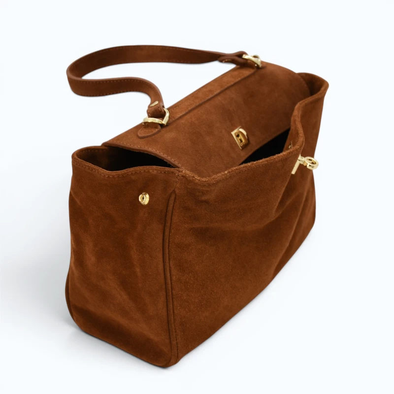 tulip-camel-suede-leather-baglateral-open Mary Mala de Mão Bordeaux em Pele (Copy) (Copy)